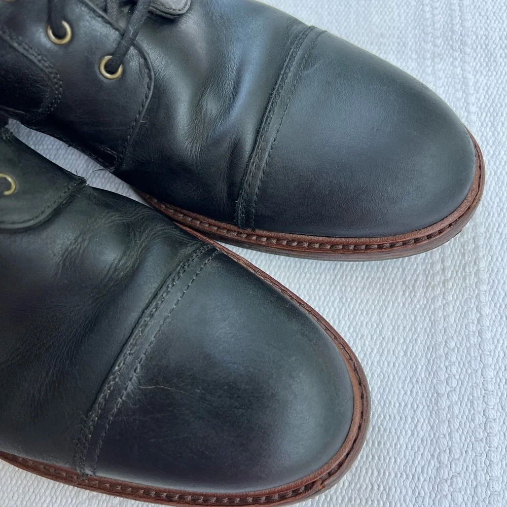 Trask Men Black Leather Combat Casual Biker Boots Size 11